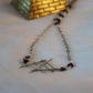 Gothic Geometric Sterling Silver Necklace with Garnet Triangle Stone Beads