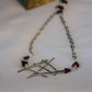 Gothic Geometric Sterling Silver Necklace with Garnet Triangle Stone Beads