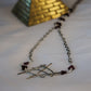 Gothic Geometric Sterling Silver Necklace with Garnet Triangle Stone Beads