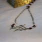 Gothic Geometric Sterling Silver Necklace with Garnet Triangle Stone Beads