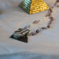 Huge Rainbow Moonstone and Amethyst Necklace with Bead chain and Geometric design