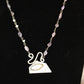 Huge Rainbow Moonstone and Amethyst Necklace with Bead chain and Geometric design