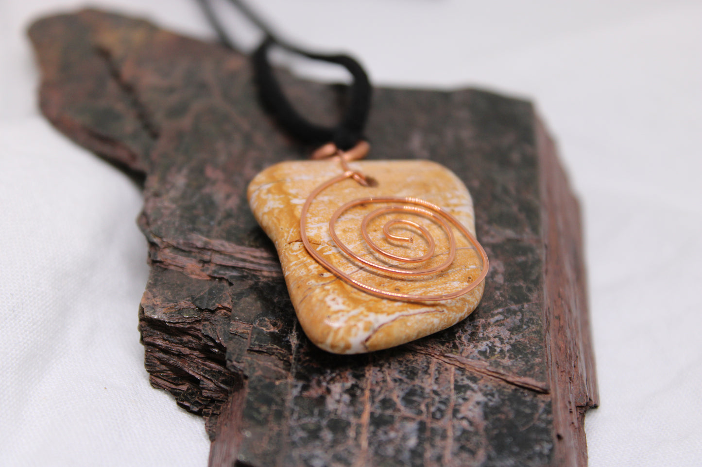 River Rock Copper Spiral Necklace