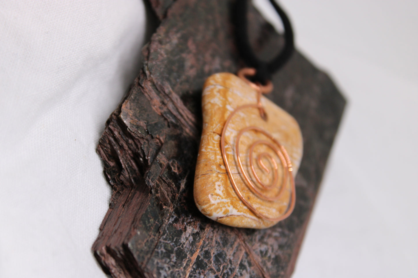 River Rock Copper Spiral Necklace