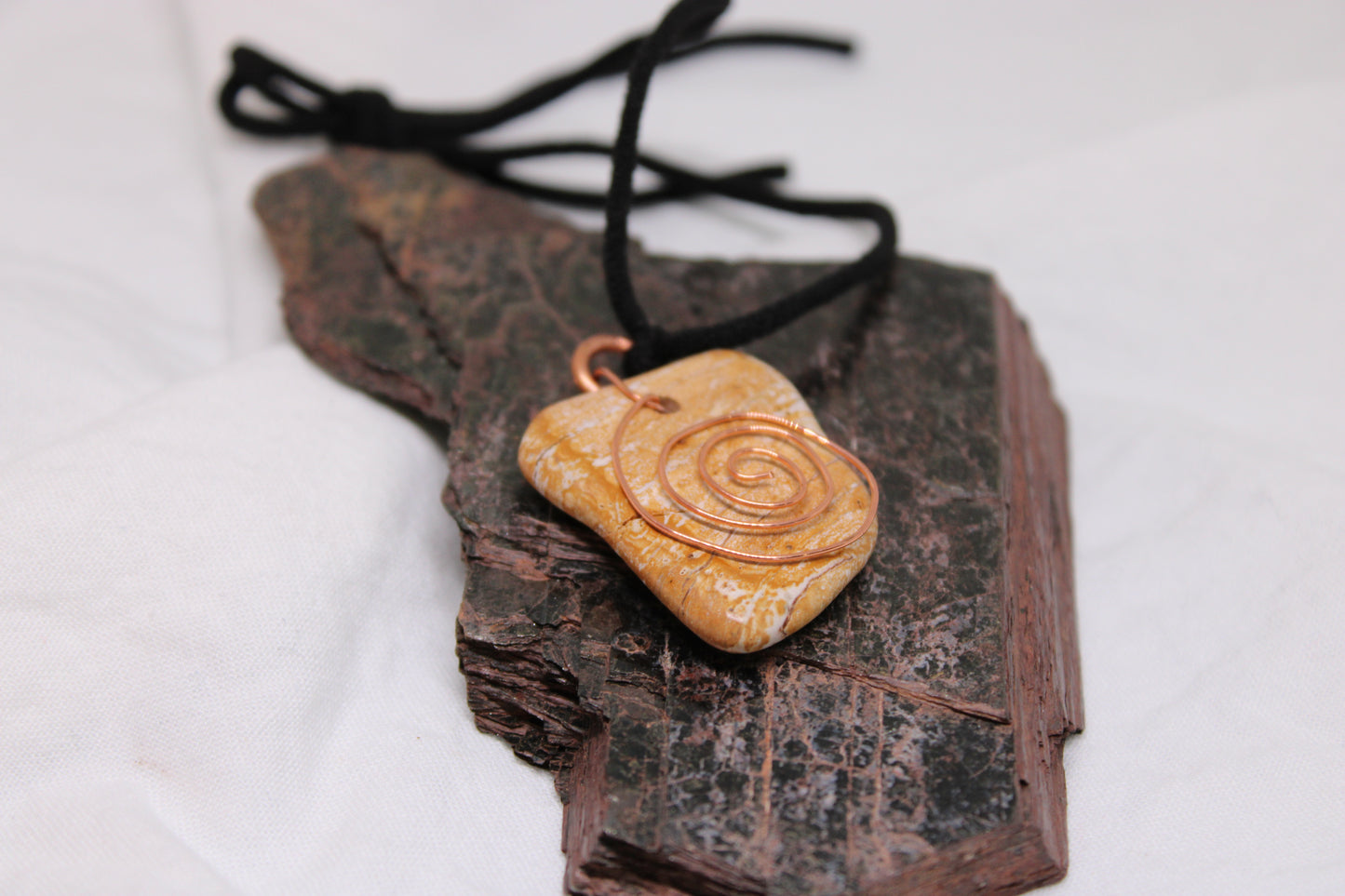 River Rock Copper Spiral Necklace