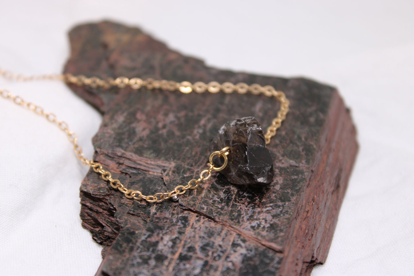 Minimalist Raw Smokey Quartz Necklace