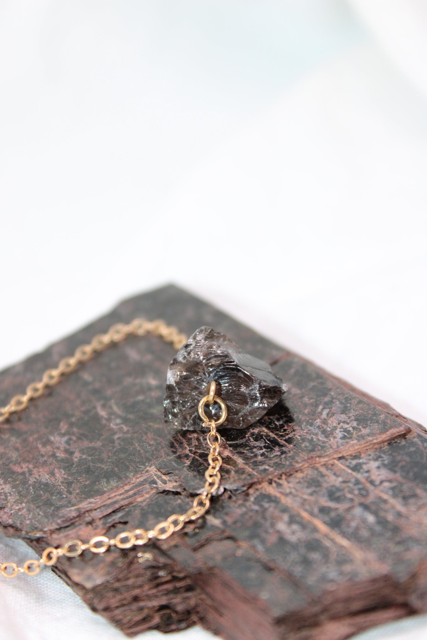 Minimalist Raw Smokey Quartz Necklace