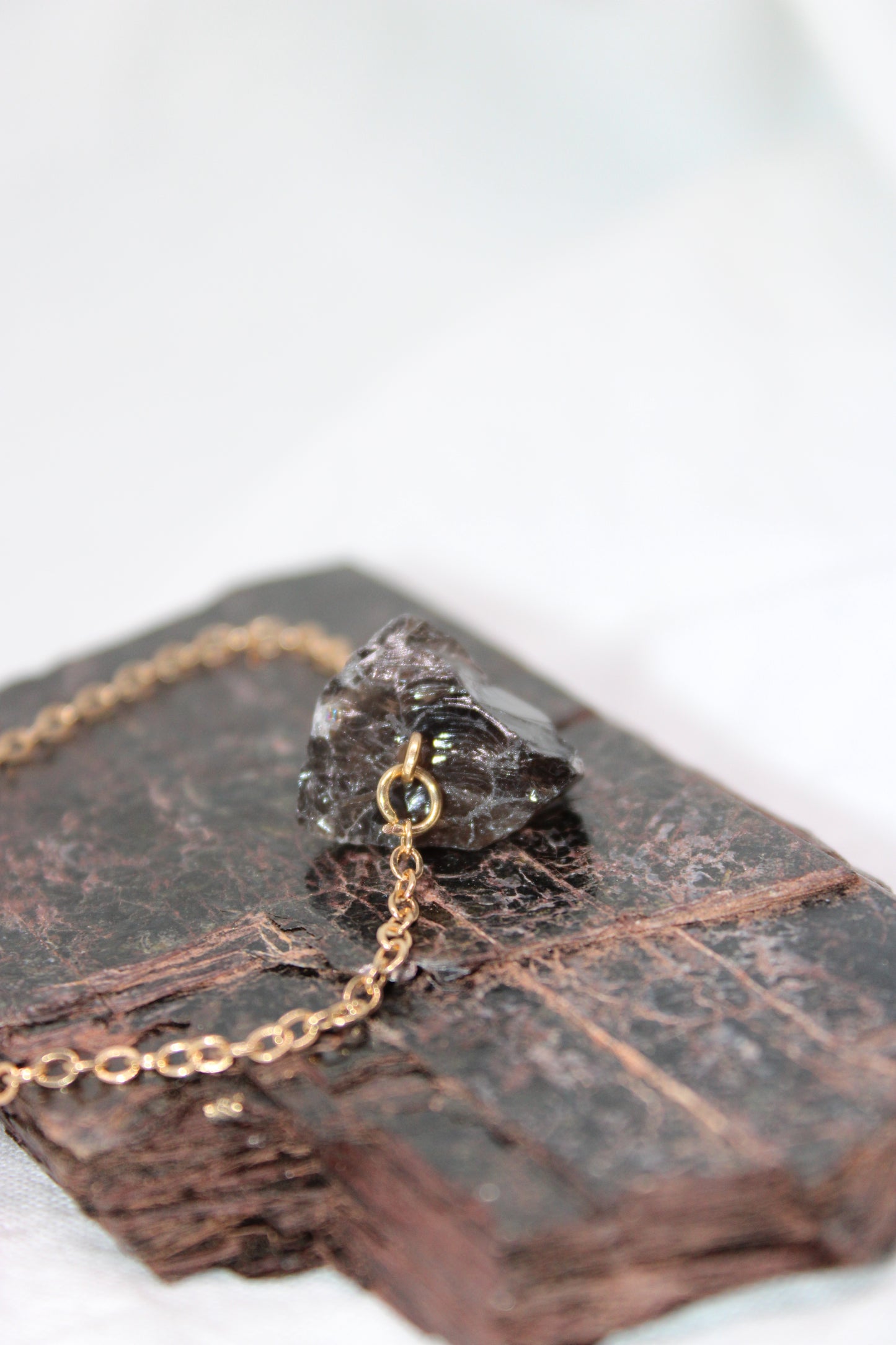 Minimalist Raw Smokey Quartz Necklace