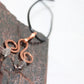 Hammered Spiral Geometric Copper Pendant with  Labradorite Beads