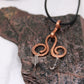 Hammered Spiral Geometric Copper Pendant with  Labradorite Beads