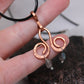 Hammered Spiral Geometric Copper Pendant with  Labradorite Beads