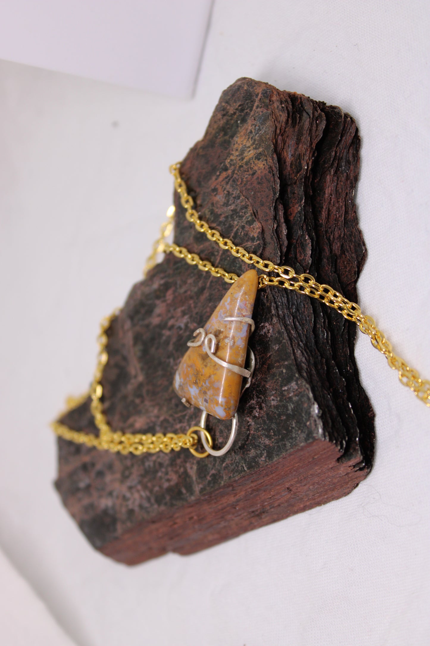 Swirl jasper Stone Necklace Sterling Silver