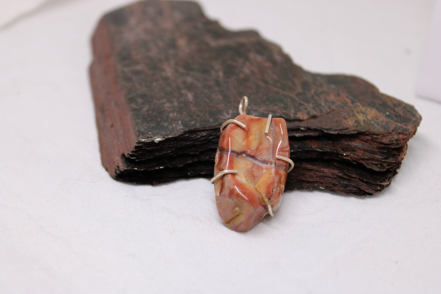 Unique Sterling Silver Stone Pendant Handmade Design JASPER Geometric Design