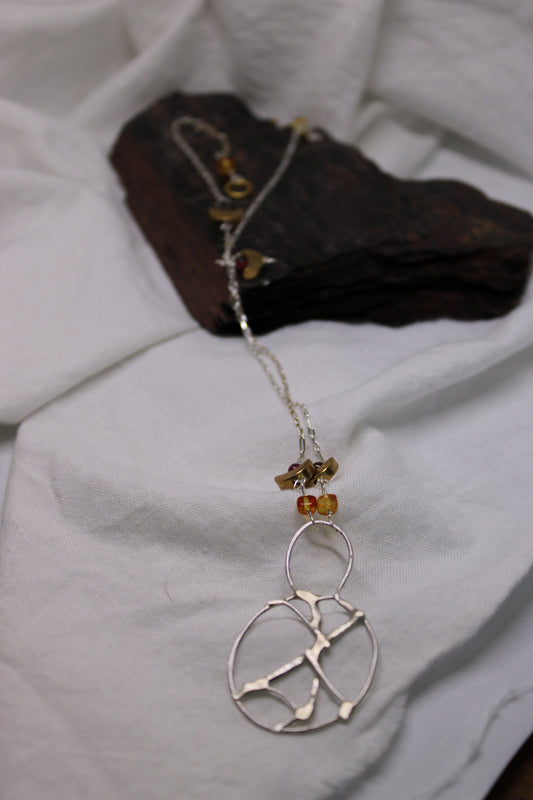 Geometric Viking Necklace Sterling Silver Amber Crescent Moon Beads Goddess Vibes!