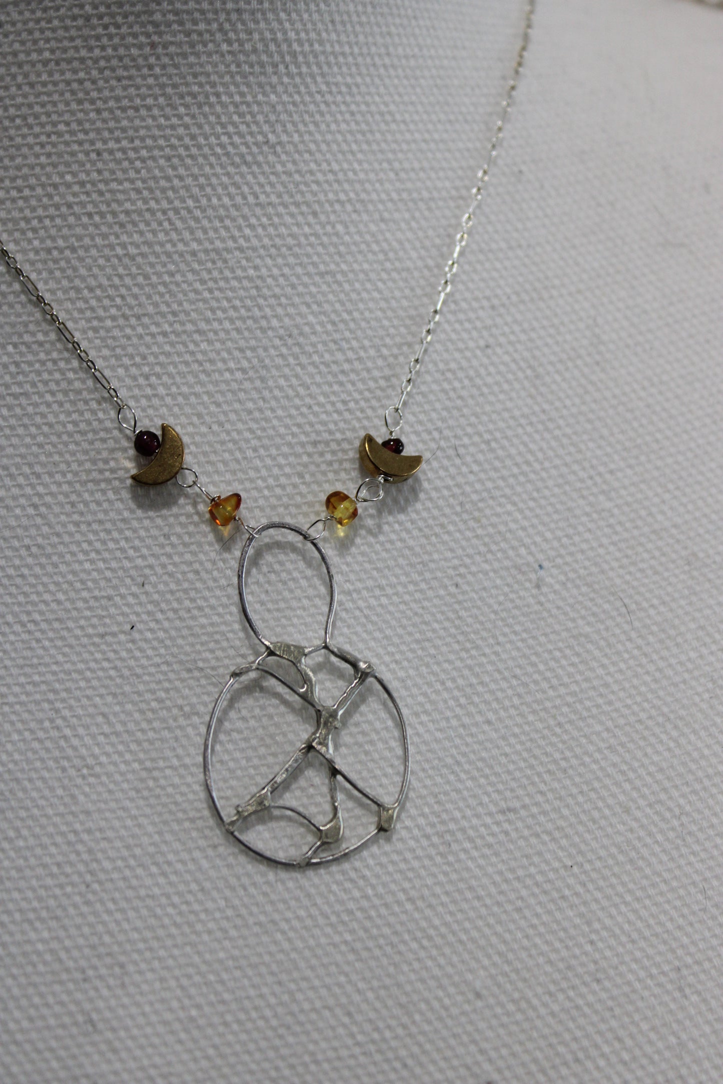 Geometric Viking Necklace Sterling Silver Amber Crescent Moon Beads Goddess Vibes!