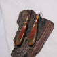 Wire Wrap Copper and Amber Earrings