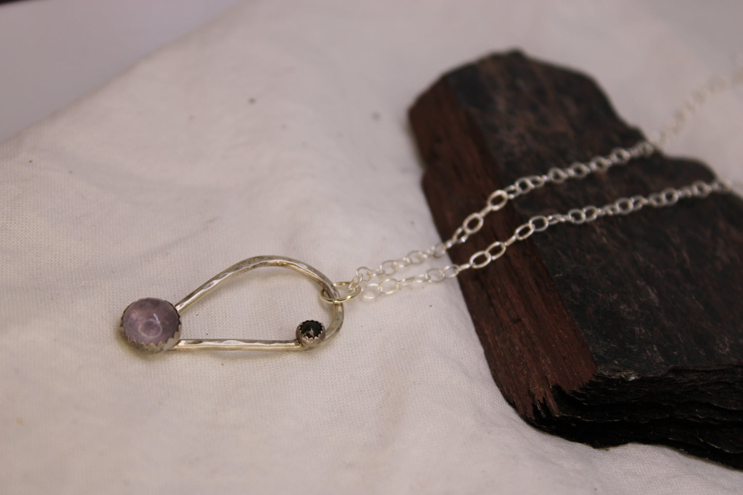 Green Tourmaline and Amethyst Sterling Silver Pendant Sterling Silver