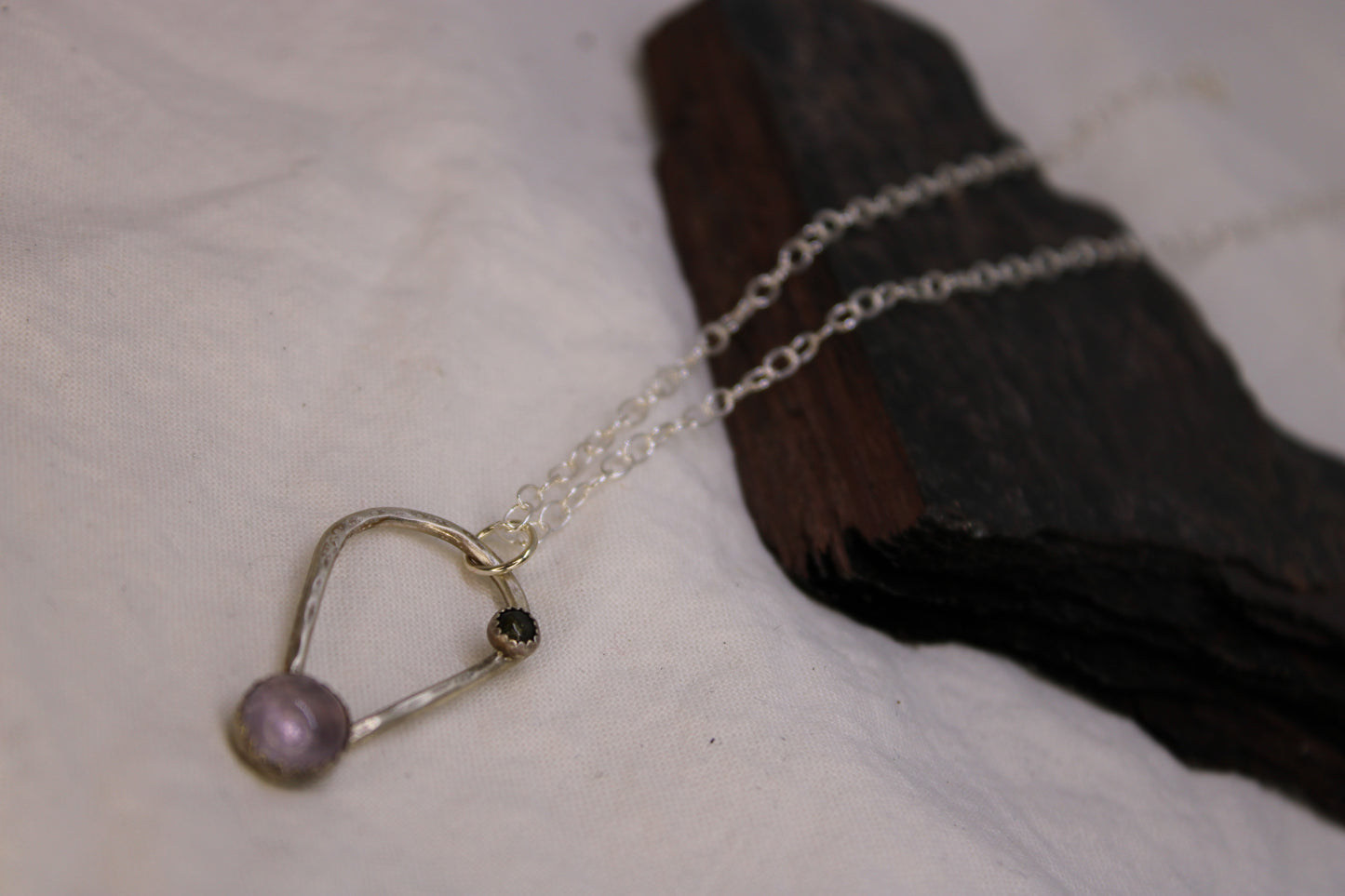 Green Tourmaline and Amethyst Sterling Silver Pendant Sterling Silver