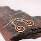 Hammered and Stamped Copper Geometric Spiral Earrings