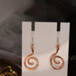 Hammered and Stamped Copper Geometric Spiral Earrings