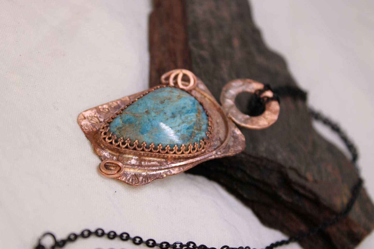 Large Antique Style Blue Apatite Necklace