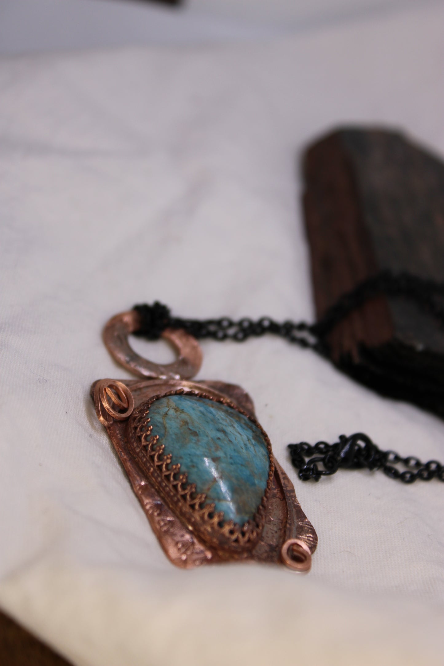 Large Antique Style Blue Apatite Necklace