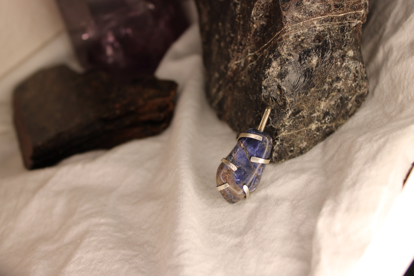 Minimalist Handmade Sterling Silver Sodalite Pendant Jewelry