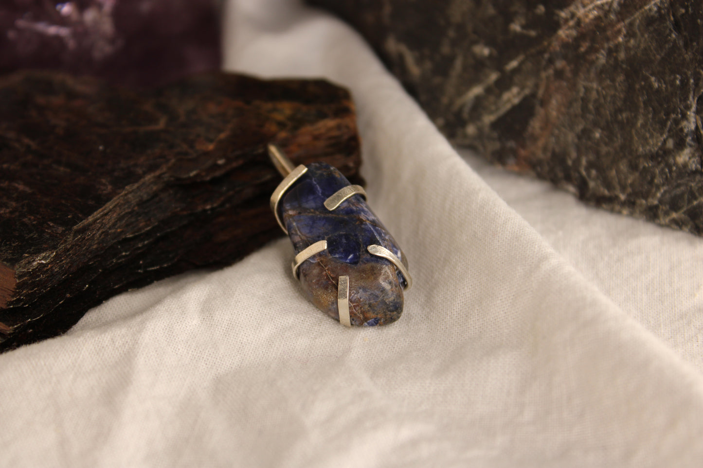 Minimalist Handmade Sterling Silver Sodalite Pendant Jewelry