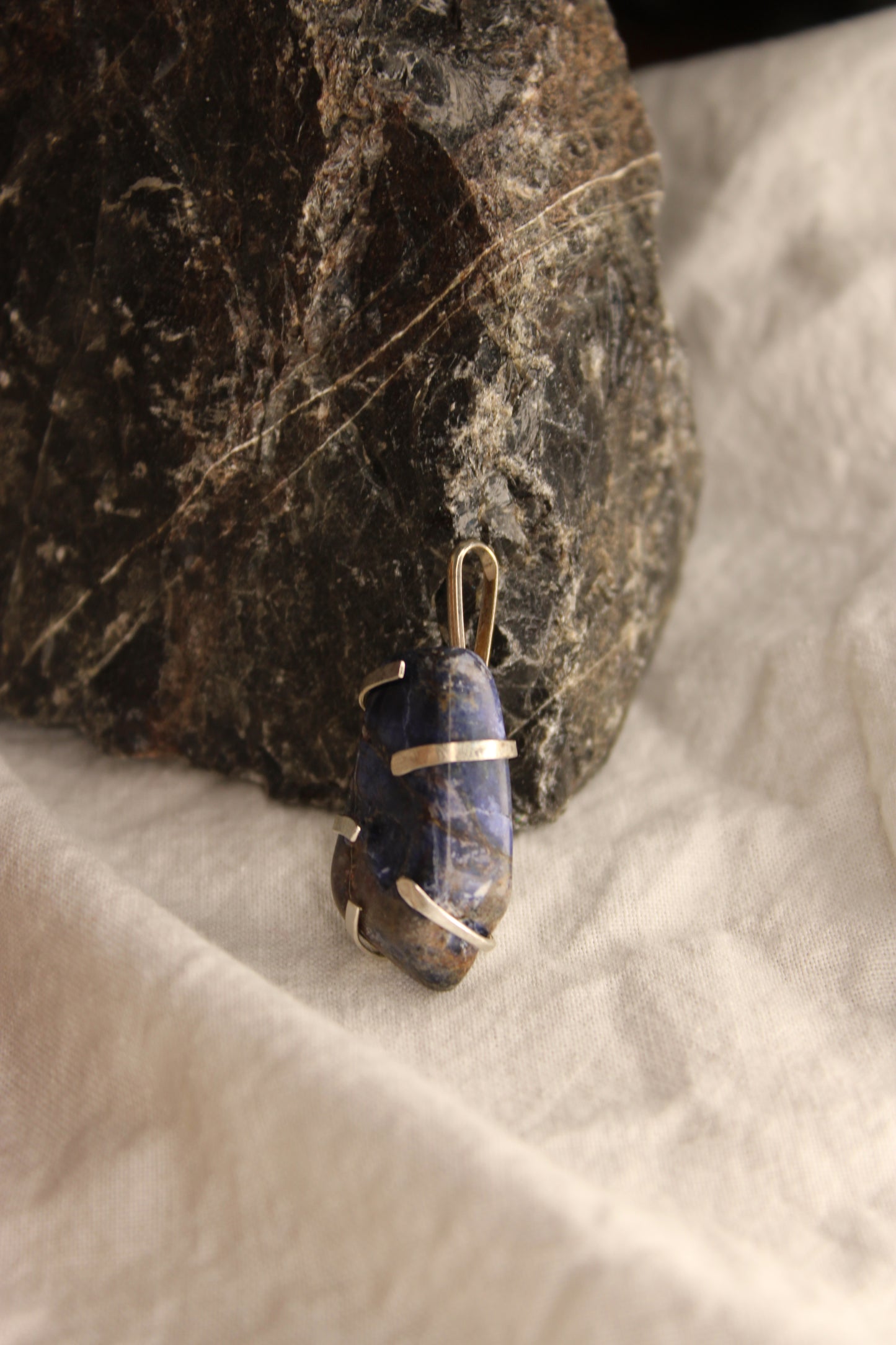 Minimalist Handmade Sterling Silver Sodalite Pendant Jewelry