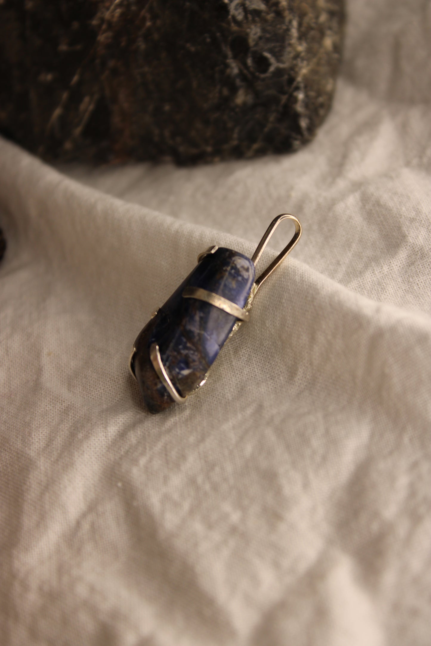 Minimalist Handmade Sterling Silver Sodalite Pendant Jewelry