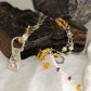 Sterling Silver Beaded Chain Necklace Moonstone and Amber Stones