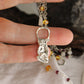 Sterling Silver Beaded Chain Necklace Moonstone and Amber Stones