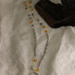 Sterling Silver Beaded Chain Necklace Moonstone and Amber Stones