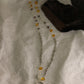 Sterling Silver Beaded Chain Necklace Moonstone and Amber Stones