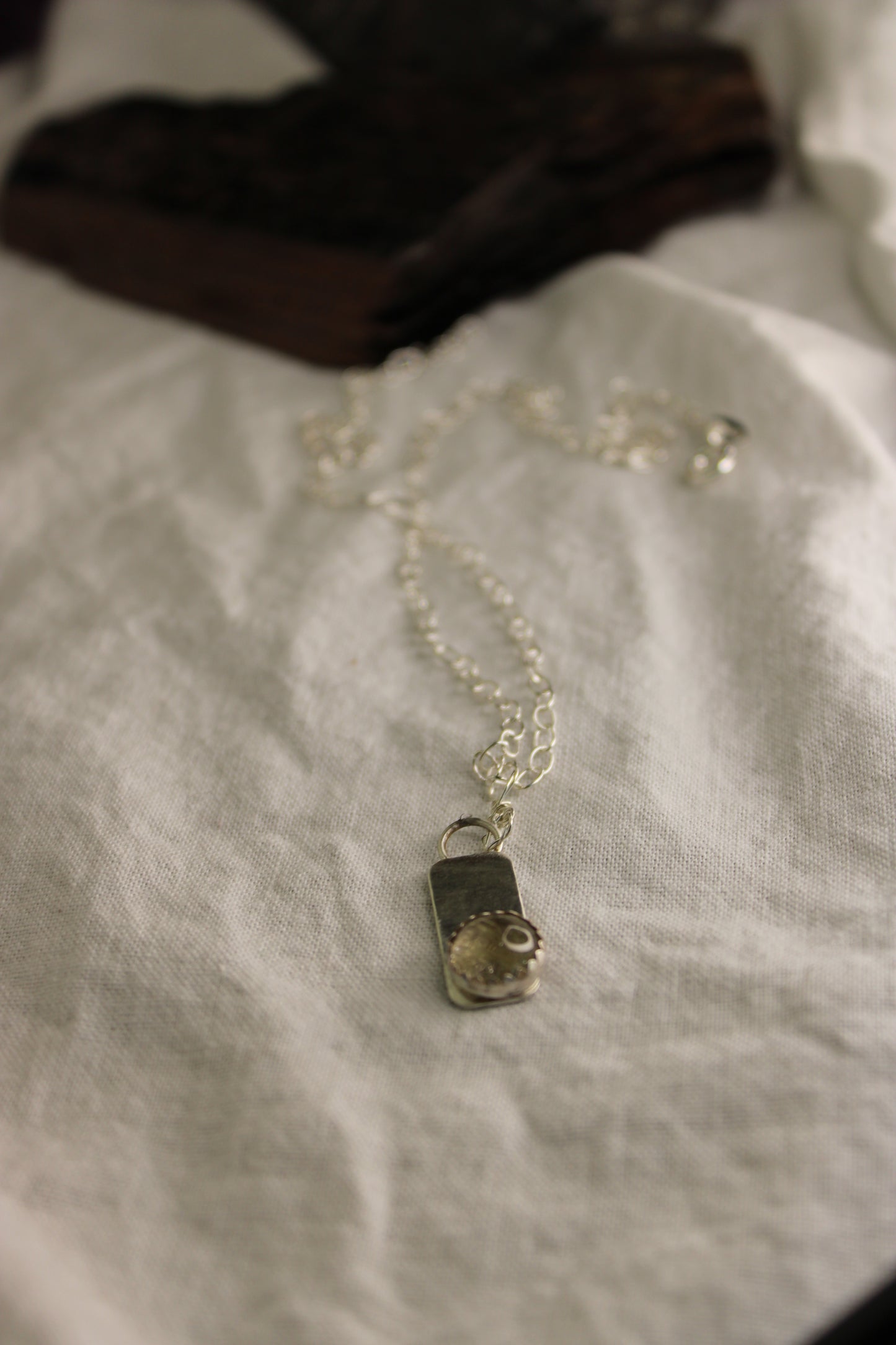 Delicate Sterling Silver Labradorite Geometric Necklace