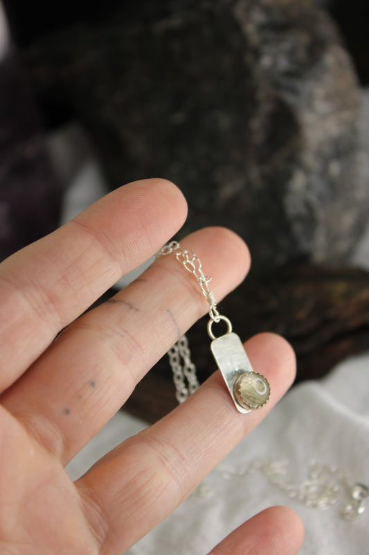 Delicate Sterling Silver Labradorite Geometric Necklace