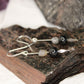 Sterling Silver Dangle Drop Earrings Black Tourmaline and Labradorite