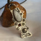 Large Abstract Geometric Garnet Peridot and Moonstone Sterling Silver Pendant