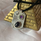 Sterling Silver Geometric Pendant Necklace Amethyst and Iolite