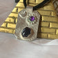 Sterling Silver Geometric Pendant Necklace Amethyst and Iolite