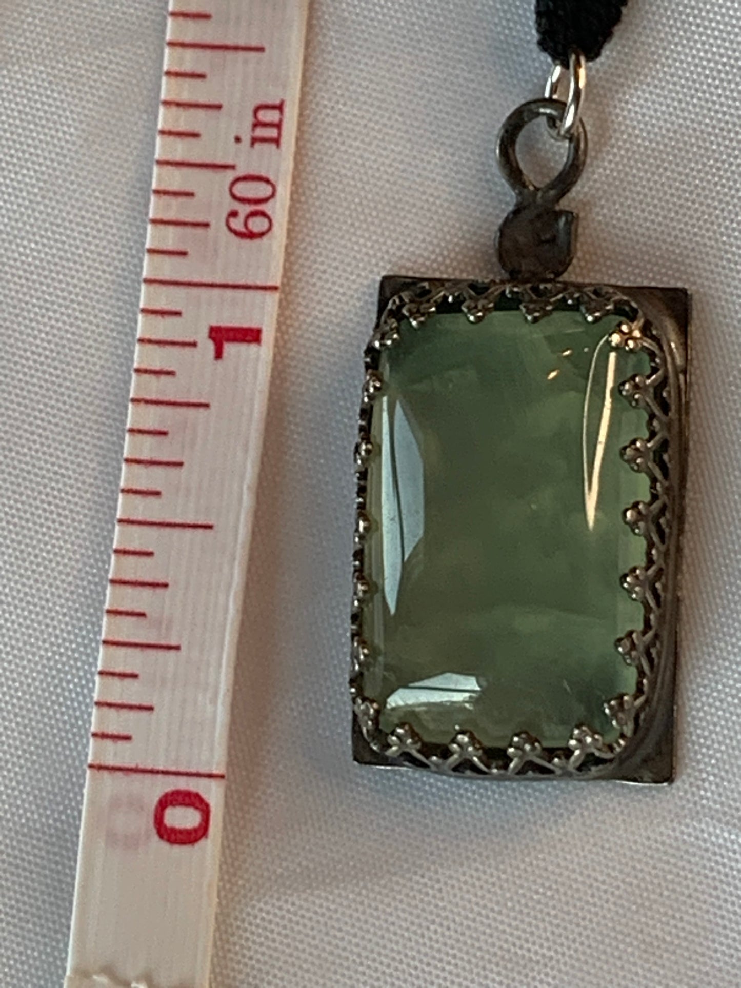 Prehnite Sterling Silver Pendant . Sacred Numerology 444 Each piece is unique -