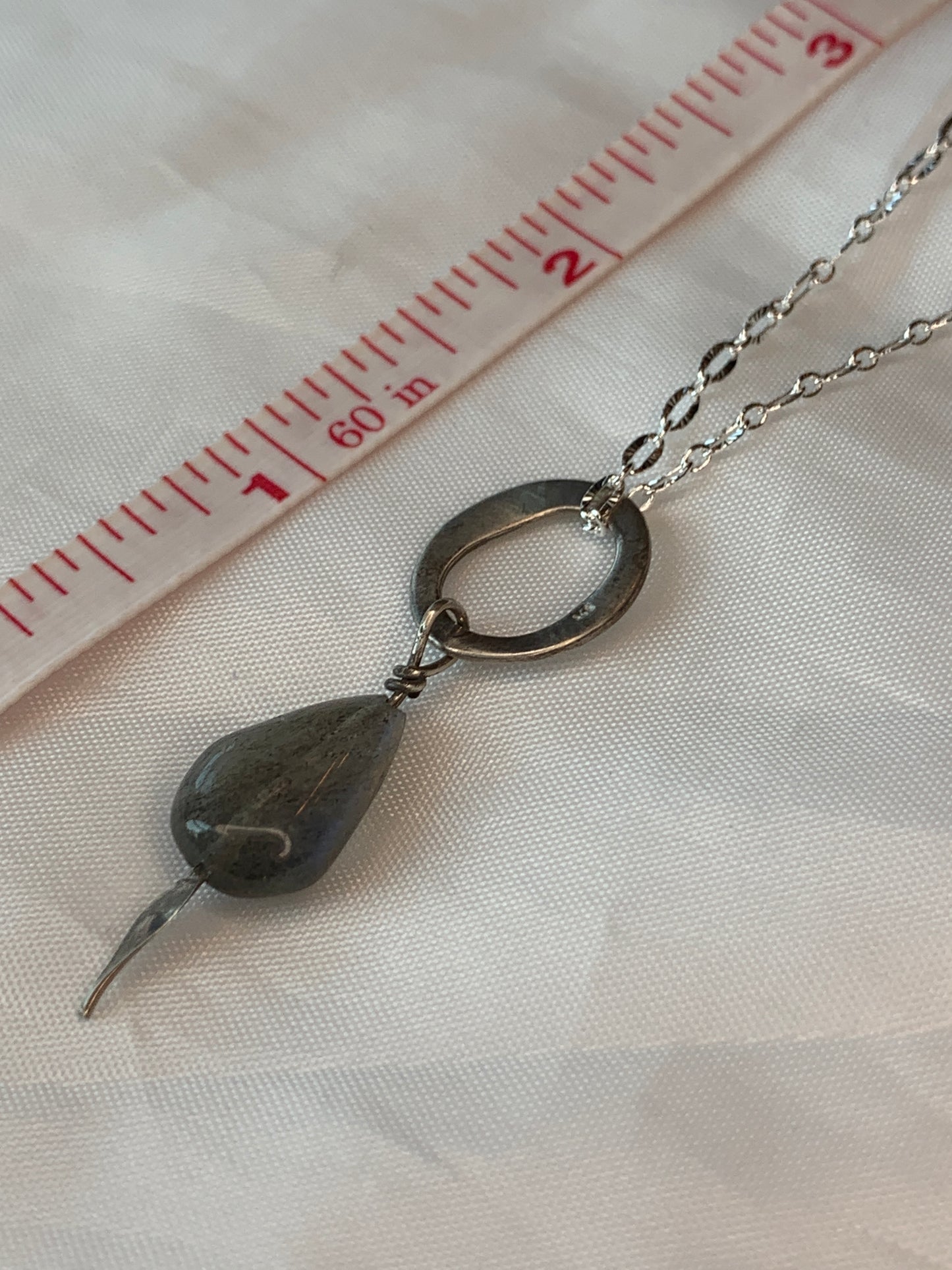 Sterling Silver Labradorite Necklace Minimalist Jewelry Necklace Geometric Design