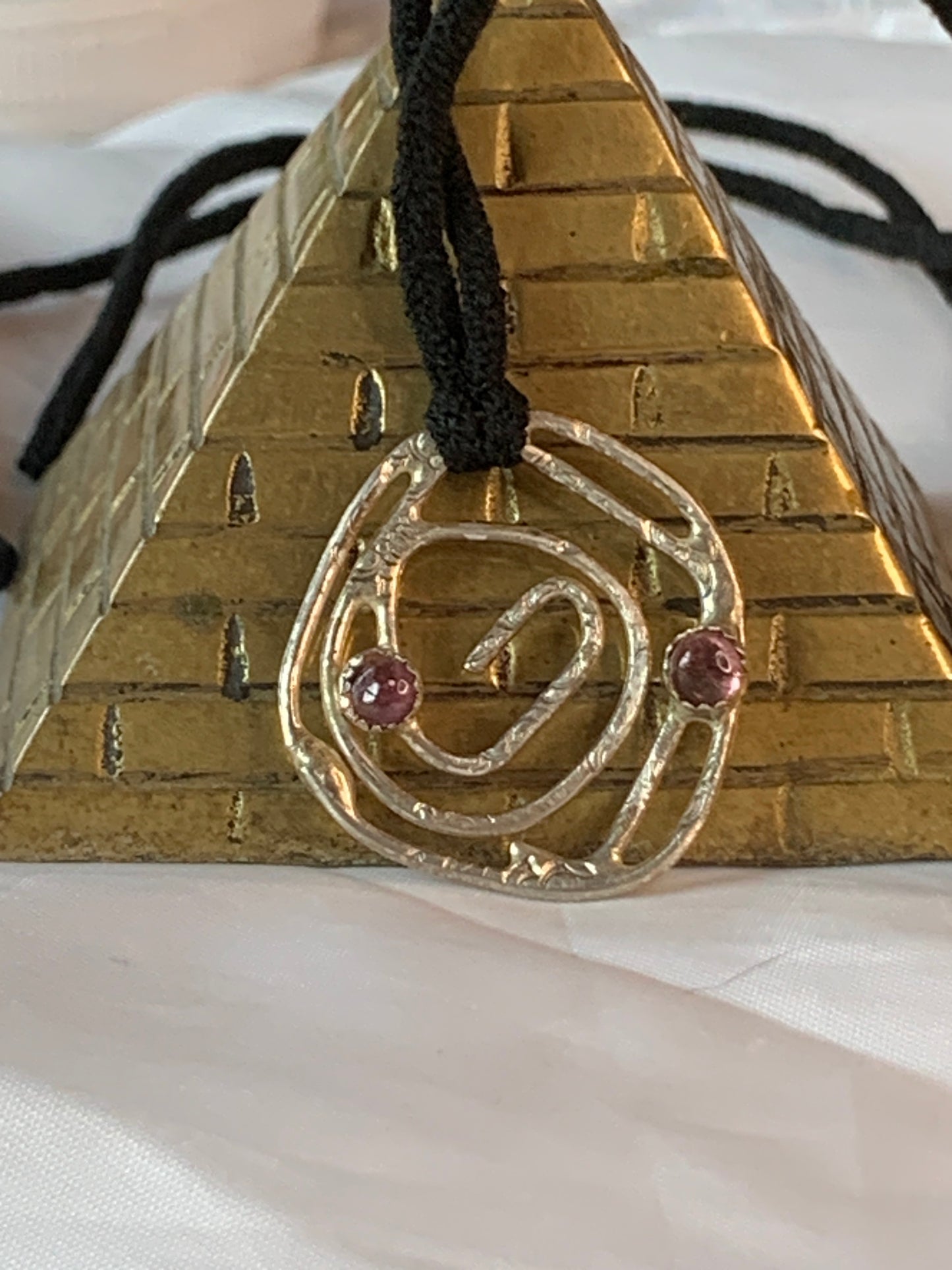 Pink Tourmaline Sterling Silver Sigil Symbol Spiral Necklace Jewelry Pendant