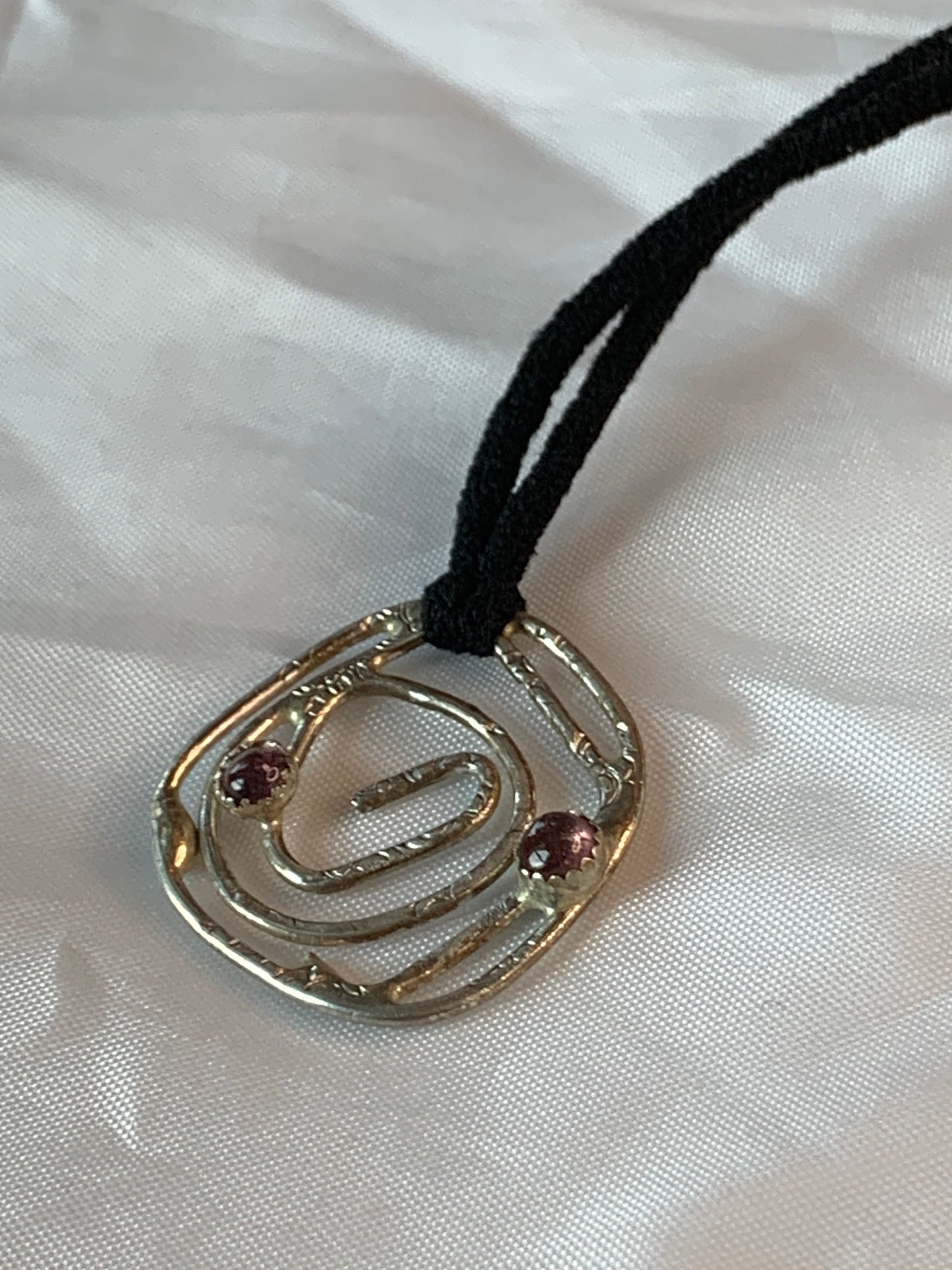 Pink Tourmaline Sterling Silver Sigil Symbol Spiral Necklace Jewelry Pendant