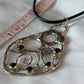 Large Abstract Filigree Sterling Silver Pendant with Tourmaline and Iolite Stones