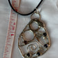 Large Abstract Filigree Sterling Silver Pendant with Tourmaline and Iolite Stones