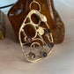 Large Abstract Filigree Sterling Silver Pendant with Tourmaline and Iolite Stones