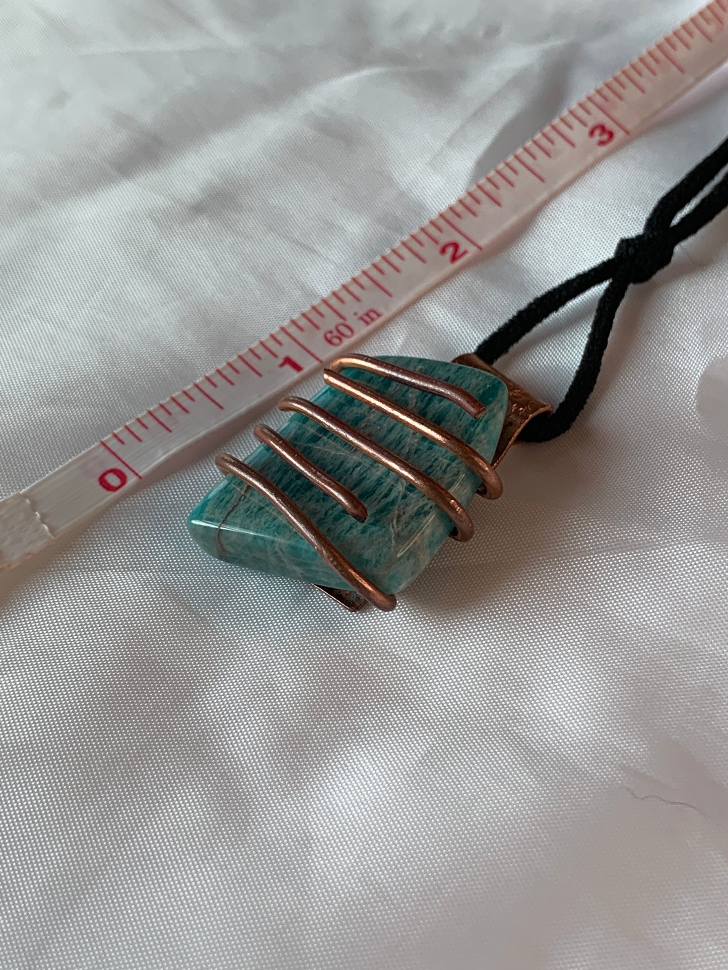 Huge Amazonite Copper Pendant Abstract Geometric Design