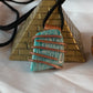 Huge Amazonite Copper Pendant Abstract Geometric Design