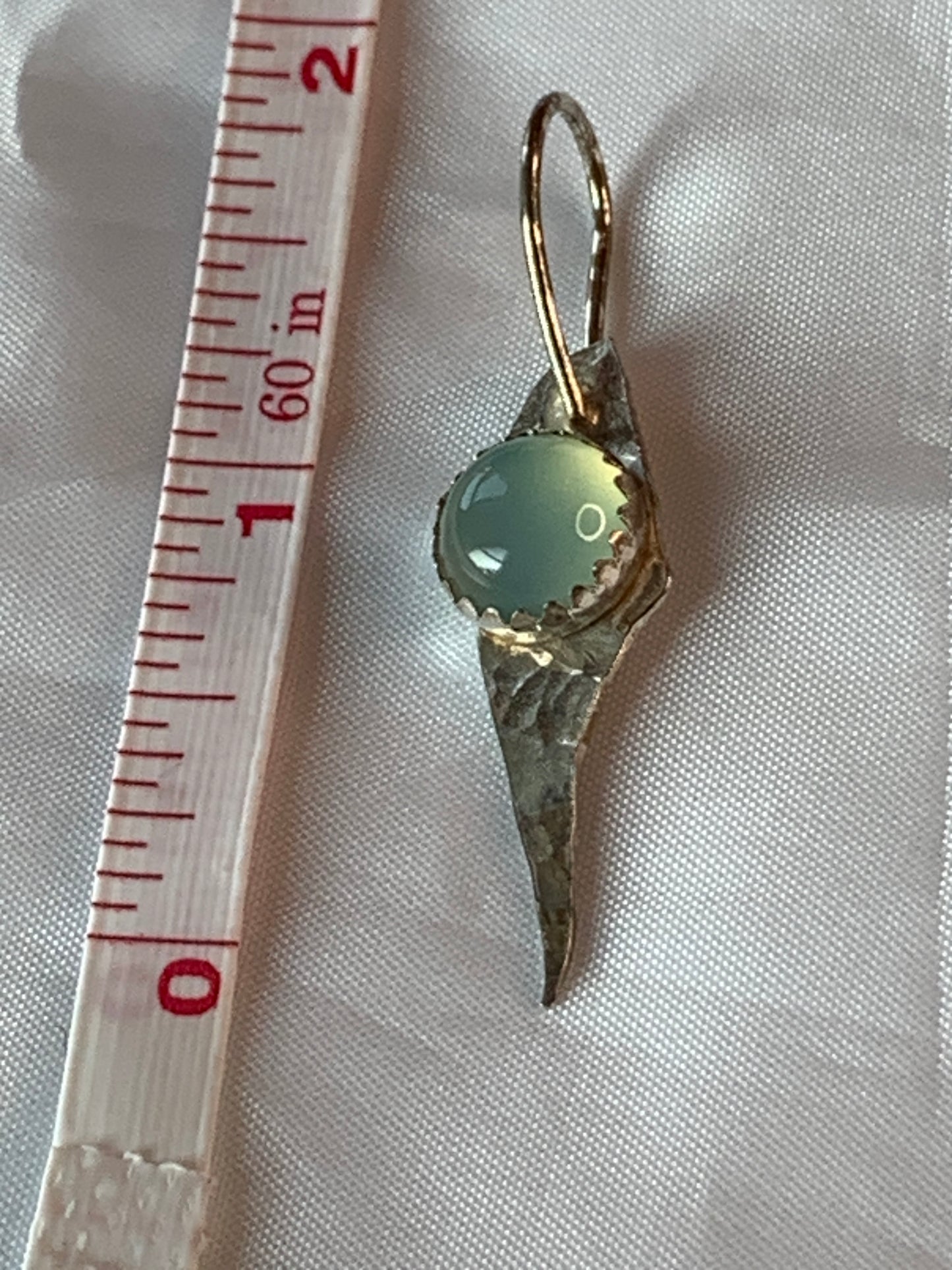 Chalcedony Sterling Silver Geometric Designer Pendant- 2" tall. This is one of a kind. Each piece is hand crafted and no two are ever alike.